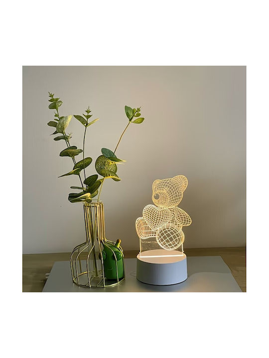 Lampă De Noptieră Led Rgb 3d Urs Inima Alimentată Cu Baterie Usb Lumină Alb Cald 22 X 11 X 8.5 Cm