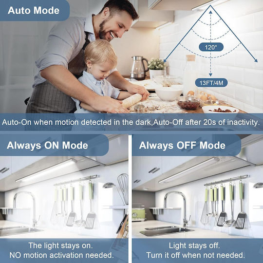 Led Lamp Motion Sensor 38 Leds 3m Sensitivity 110-degree Lighting Angle 50.5x4.1x1 Cm White