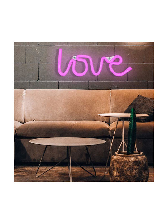 Led Decorative Lamp Neon Love Model Violet Light Battery Usb Cable Powered 34.5 X 13 Cm