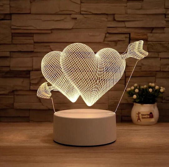 Led Rgb 3d Table Lamp Nightstand Cupid Hearts Battery Usb Powered 17 X 11.3 X 9.5 Cm