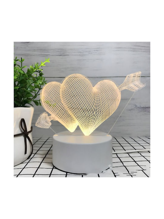 Lampă De Masă Led Rgb Iluzie 3D Noptieră Cupidon Inimi Alimentată Cu Baterie Usb 17 X 11.3 X 9.5 Cm