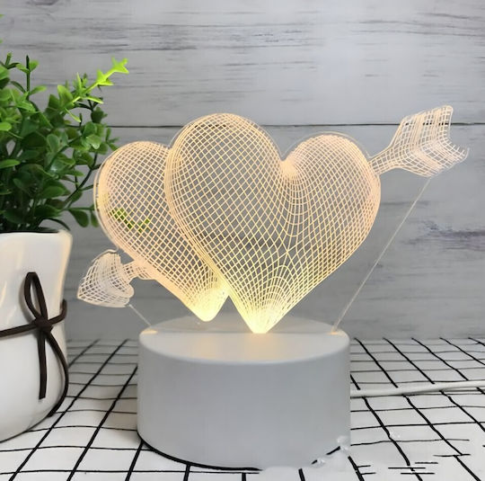 Led Rgb 3d Table Lamp Nightstand Cupid Hearts Battery Usb Powered 17 X 11.3 X 9.5 Cm