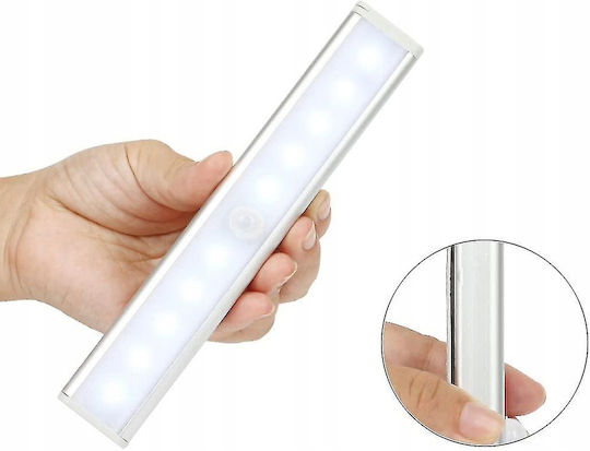Lampă LED cu Senzor de Mișcare Amurg Lumină Rece Oprire Automată Montare Magnetică Adezivă Alimentată cu Baterii 19 x 3 x 1.5 cm