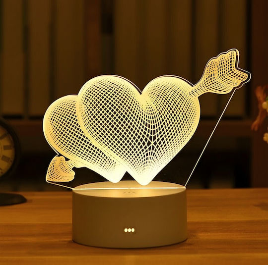 Led Rgb 3d Table Lamp Nightstand Cupid Hearts Battery Usb Powered 17 X 11.3 X 9.5 Cm
