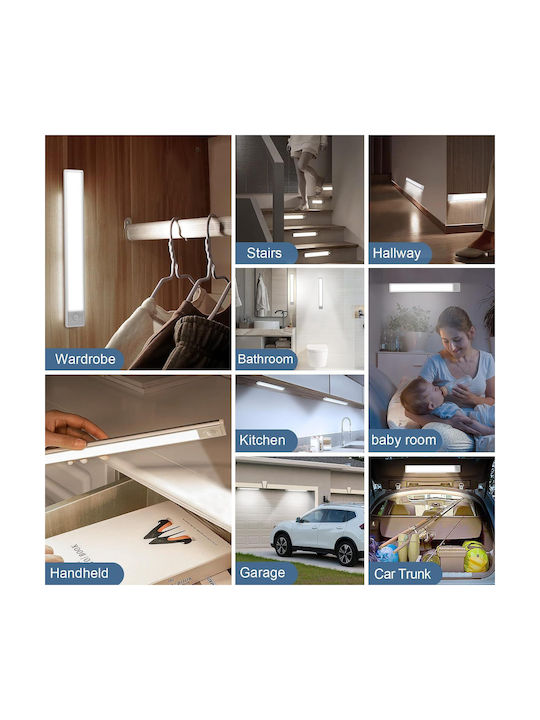 Lampă LED Cu Senzor De Mișcare 38 LED-uri 3m Sensibilitate Unghi De Iluminare 110 Grade 50,5x4,1x1 Cm Albă