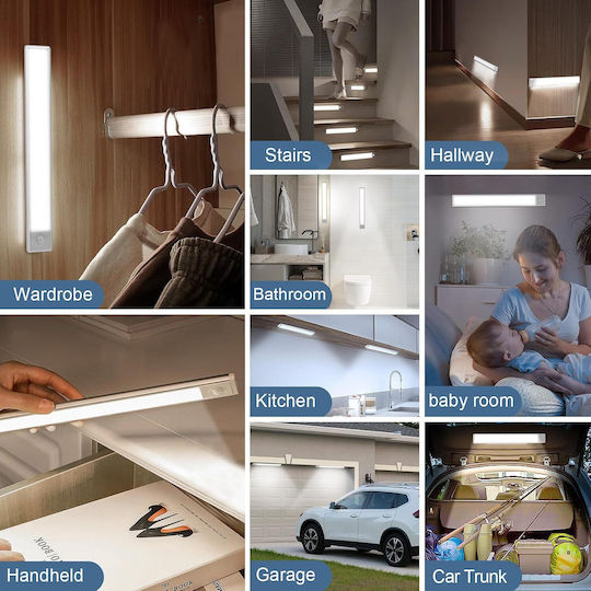 Led Lamp Motion Sensor 38 Leds 3m Sensitivity 110-degree Lighting Angle 50.5x4.1x1 Cm White