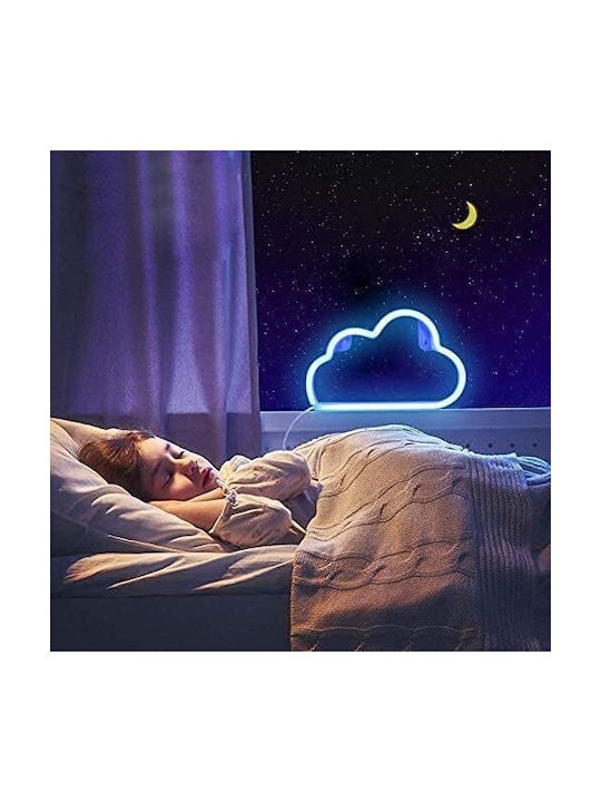 Decorative Led Cloud-shaped Lamp Plastic Built-in Cord 29.5x18.5 Cm Blue
