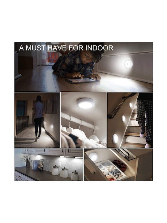 Lampă De Perete Led Senzor De Mișcare Montare Magnetică Încărcare Usb Baterie Reîncărcabilă Lumină Alb Rece Plastic Diametru 8.5 Cm Albă