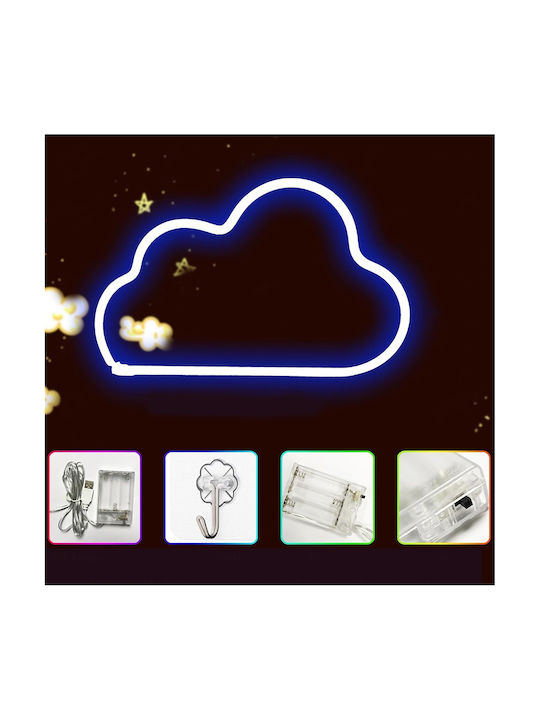 Decorative Led Cloud-shaped Lamp Plastic Built-in Cord 29.5x18.5 Cm Blue
