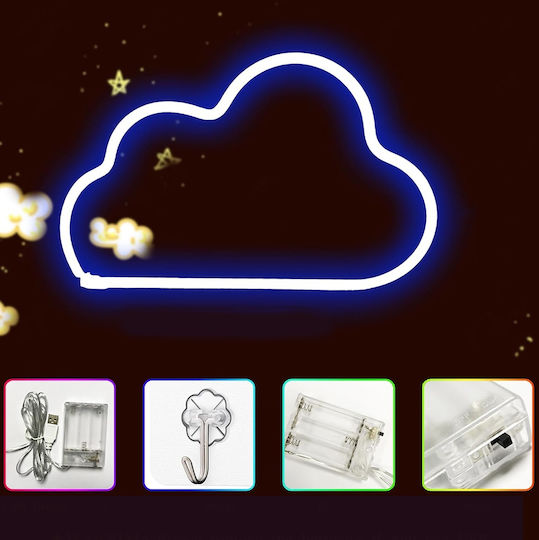 Decorative Led Cloud-shaped Lamp Plastic Built-in Cord 29.5x18.5 Cm Blue