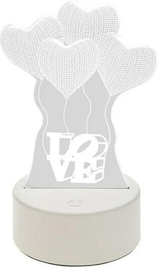 Led Rgb 3d Heart Table Lamp Nightstand Battery Usb Powered 17 X 11.3 X 9.5 Cm White
