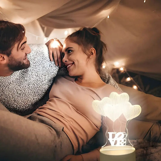 Led Rgb 3d Heart Table Lamp Nightstand Battery Usb Powered 17 X 11.3 X 9.5 Cm White
