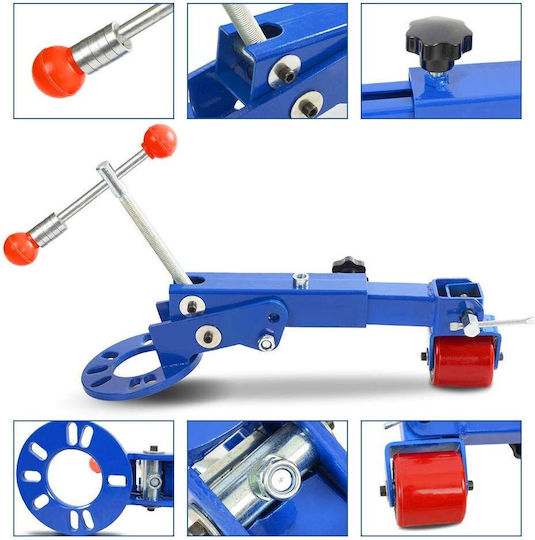 Dispozitiv Reparare Aripă Auto cu Braț Extensibil 2 Niveluri de Înclinare la Butuc Reglare Unghi 90 de Grade Albastru 65 X 26-29 Cm