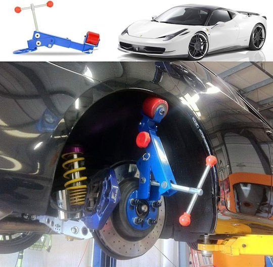 Dispozitiv Reparare Aripă Auto cu Braț Extensibil 2 Niveluri de Înclinare la Butuc Reglare Unghi 90 de Grade Albastru 65 X 26-29 Cm