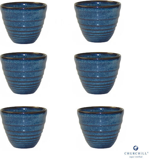 Churchill 1795 Stonecast Serving Bowl for Dip Round Porcelain Blue with Diameter 9.5cm 6 Pieces