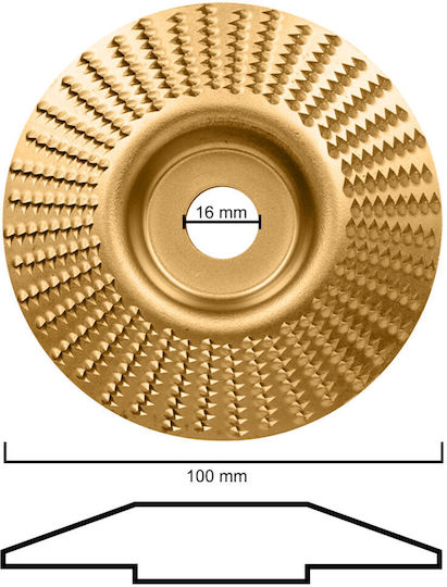 Set 3 Wood Processing Discs Zola Concave Flat Conical Model 100 Mm Disc Diameter 15000 Rpm Gold