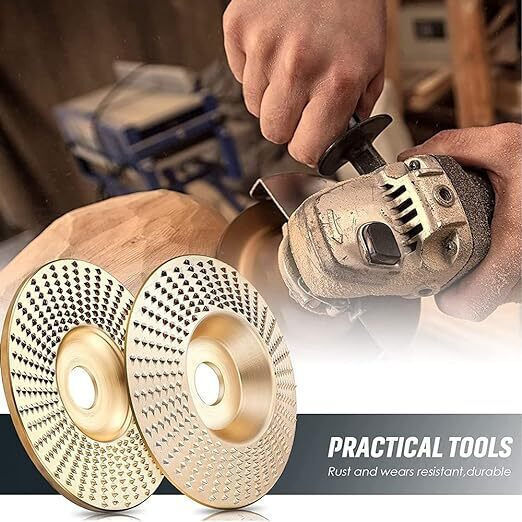 Set 3 Wood Processing Discs Zola Concave Flat Conical Model 100 Mm Disc Diameter 15000 Rpm Gold