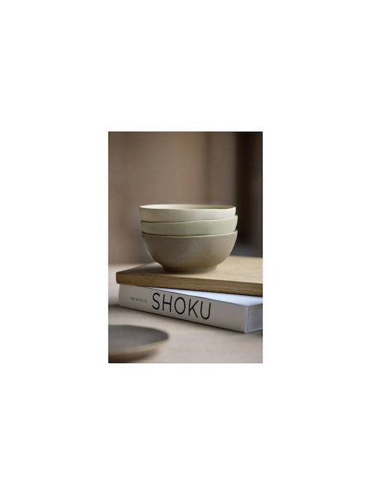 Villa Collection Shoku Serving Bowl Cereal Round Ceramic Soft Beige with Diameter 15cm