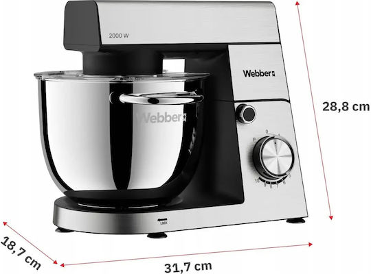 Webber Κουζινομηχανή 1500W με Ανοξείδωτο Κάδο 5.2lt Inox