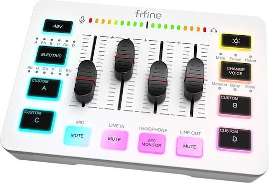 Fifine Stream Audio Controller Mixer Audio SC3W for PC