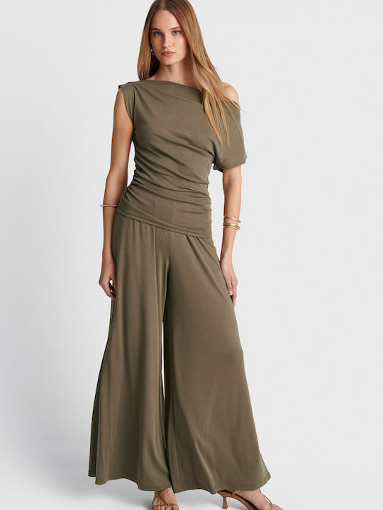 Damen Bluse Drapierung Grünes
