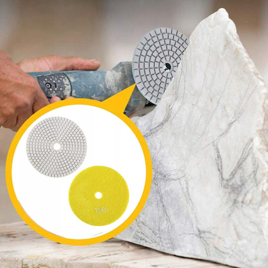 Set 10 Discuri Diamantate De Șlefuire Și Lustruire Zola 80 Mm Diametru Granulație 150 Prindere Velcro Plăci Piatra Ceramică Marmură Țiglă Acoperiș Teracotă Utilizare Uscată Și Umedă Galbene
