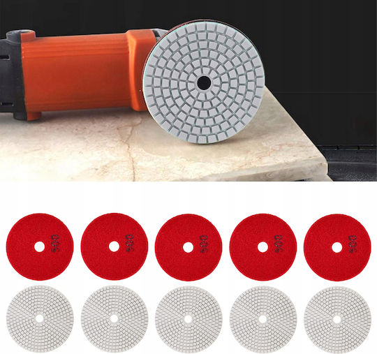 Set 10 Discuri Diamantate De Șlefuire Polizare Zola 80 Mm Diametru 500 Granulație Fixare Velcro Plăci Piatră Ceramică Marmură Plăci Acoperiș Teracotă Utilizare Uscată Și Umedă Roșii