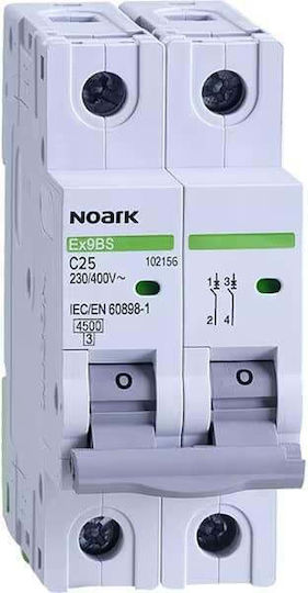 Întrerupător Automat 2 Poli 25A Noark Gri 110088