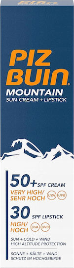 Piz Buin Mountain Sun Балсам за Устни Spf 30 49g + Слънцезащитен Крем Spf 50 + Червило
