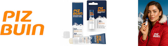 Piz Buin Mountain Sun Балсам за Устни Spf 30 49g + Слънцезащитен Крем Spf 50 + Червило