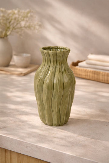 Kaemingk Βάζο Πορσελάνης Πράσινο 14.5xΥ26cm