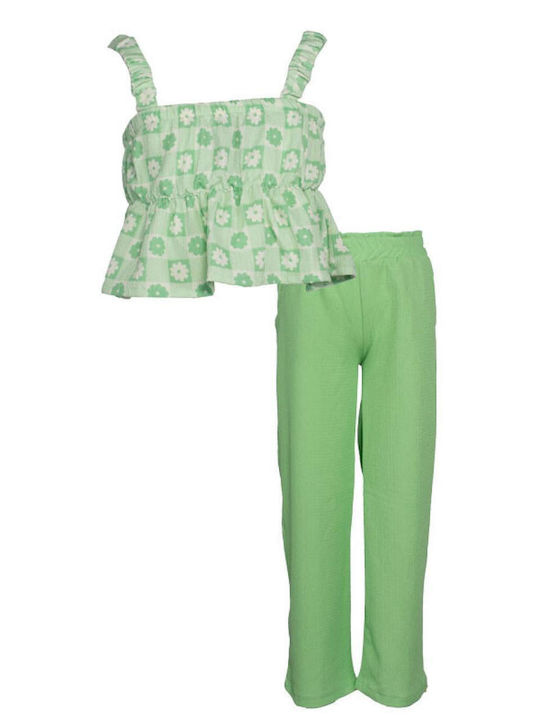 Kids' Set with Pants Summer 2pcs Green Blouse
