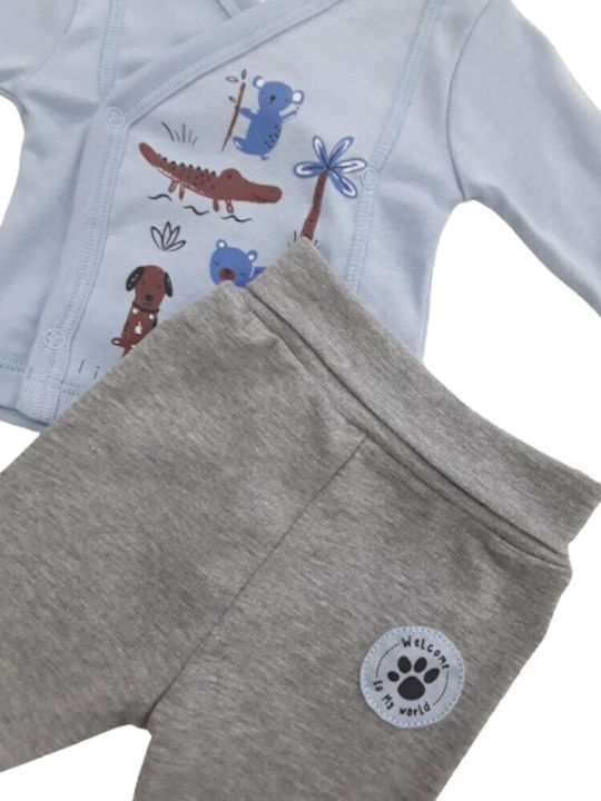 Beboulino Set Pentru Copii Cu Pantaloni Albastru Deschis 2 Bucăți