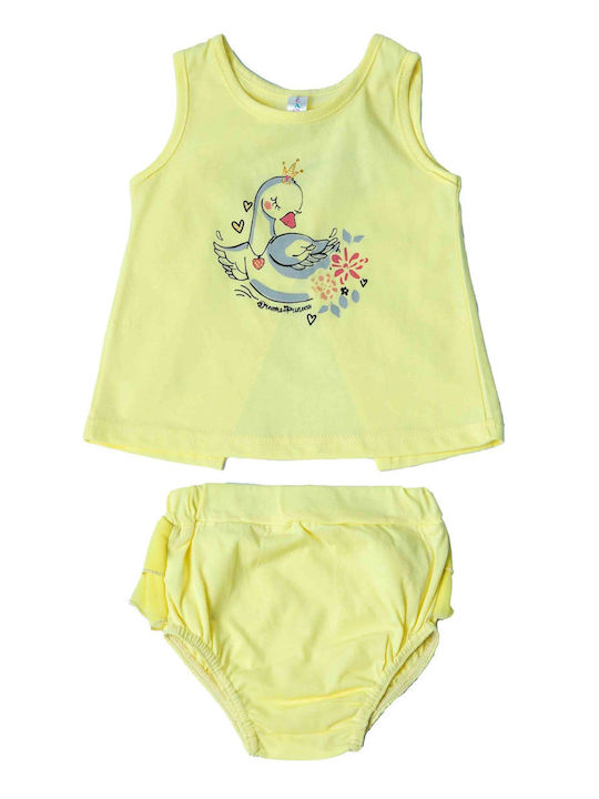 Kids Clothing Set with Shorts Summer 2 Pieces Yellow Swan Princess