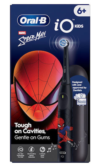 Oral-B Spiderman Kids Electric Toothbrush with Timer for 6+ Years with Replacement Heads & Travel Case