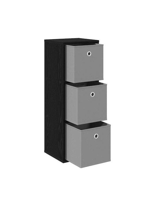 Wooden Sideboard with Drawers Black Beech 30.5x27x84.5cm