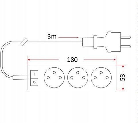 Rum-Lux Steckdosenleiste mit Kabel 3m