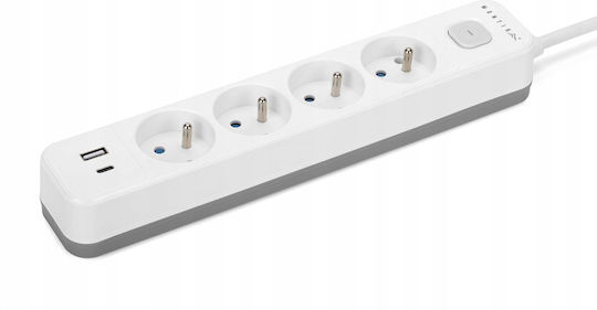 Montis Πολύπριζο 4 Θέσεων με USB-A και Καλώδιο 1.5m