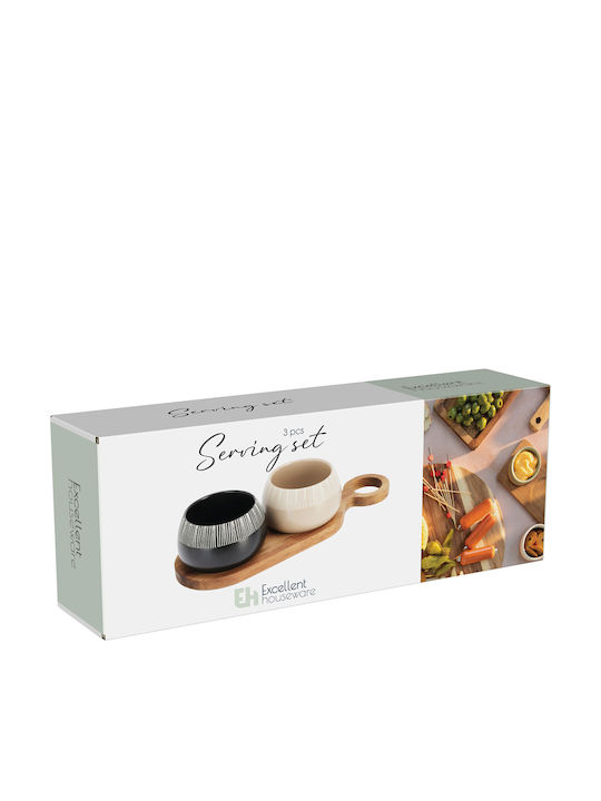 Κεραμική Ορντεβιέρα 2 Θέσεων με Βάση Μαύρη Ø27.5cm Π10xΜ7.5cm