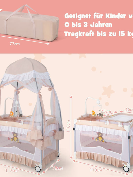 Costway Babybett Rosa mit Matratze 78x117cm