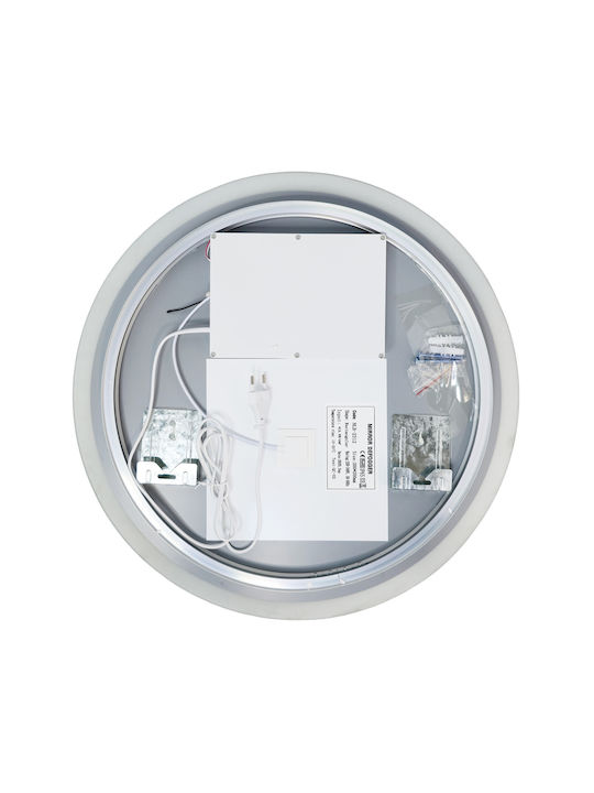 Bruno Oglindă Rotundă de Baie cu Lumini LED și Atingere din Metal 50x50cm Albă