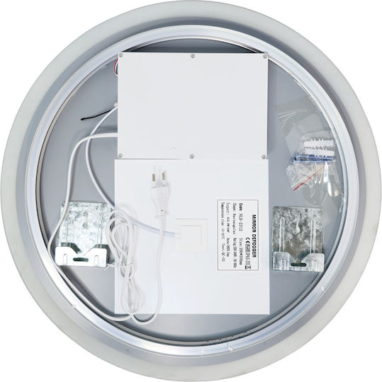 Bruno Round Bathroom Mirror Led Touch Metal 50x50cm White
