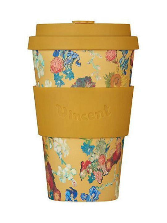 Ecoffee Cup Чаша Пластмасова с Капак Жълта 400ml