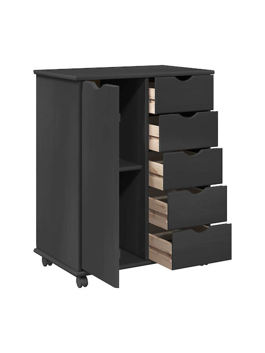 Kommode Schlafzimmer aus Massivholz mit 5 Schubladen Graues 63.5x39x79cm