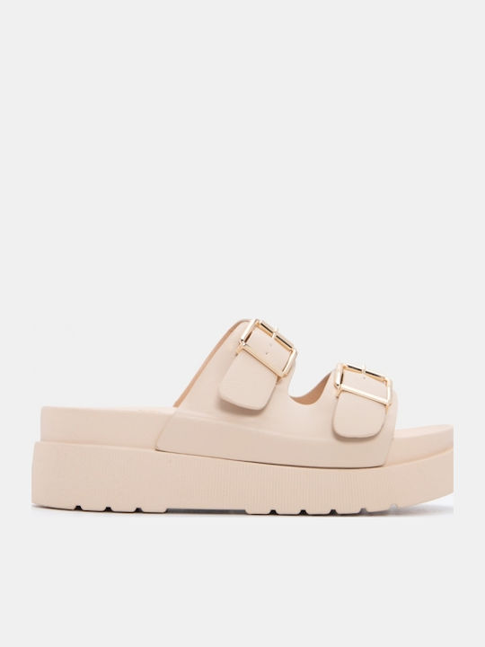 Sandale Casual Damă Flatforme Bej