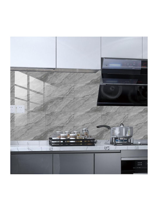 Set 16 Self-adhesive Tiles Marble Pattern Tile Imitation Sticker Waterproof 30x15 Cm Gray