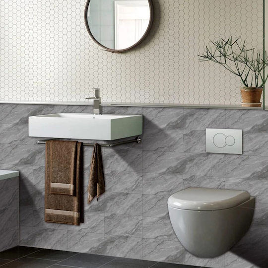 Set 16 Self-adhesive Tiles Marble Pattern Tile Imitation Sticker Waterproof 30x15 Cm Gray