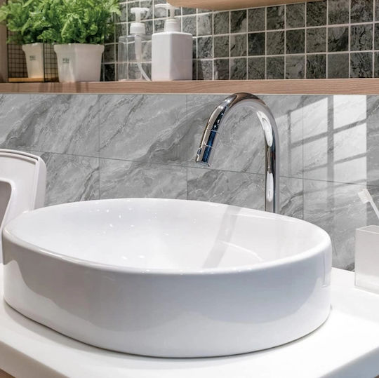 Set 16 Self-adhesive Tiles Marble Pattern Tile Imitation Sticker Waterproof 30x15 Cm Gray