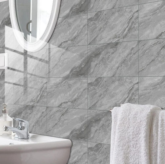 Set 16 Self-adhesive Tiles Marble Pattern Tile Imitation Sticker Waterproof 30x15 Cm Gray