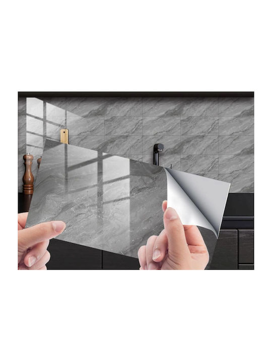 Set 16 Self-adhesive Tiles Marble Pattern Tile Imitation Sticker Waterproof 30x15 Cm Gray